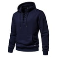 thumbnail image 3 of IROINNID Plain Hoodies Pullover for Men Cozy Solid Hooded Have Pockets Long Sleeve Sweatshirt Blouse Tops Deals,Navy, 3 of 4