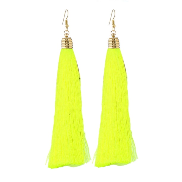 Sonducket Pendientes de borla Cuerda larga Joyería exagerada Oreja colgante de flecos regalo Mujer Accesorios Par de pendientes Ropa, zapatos y accesorios Miscelánea Amarillo