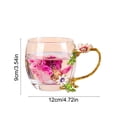 thumbnail image 3 of 4.7x3.5 Inch Rose Enamel Glass Mug, Lead Free Tea Cup With Matching Spoon, Premier Gift for Mom's Day Birthday, Multicolor, 3 of 7