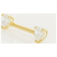 thumbnail image 5 of Anygolds 14K Real Solid Gold Adults' Double Heart CZ Nipple Barbell 14G, 5 of 7
