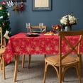 thumbnail image 3 of Nappe de Noël 60"X104 Pouces, Nappe de Noël Poinsettia pour l'Hiver, Nappes de Noël Rouges, Nappe Décorative de Noël pour Table, Cuisine, Salle à Manger, Fête, 3 of 5