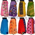 thumbnail image 6 of Indian Vintage Long Silk Sari Wrap Skirts Women Magic Boho Reversible Dress Hippie Recycled Bohemian Gypsy Skirts 5 PC, 6 of 7