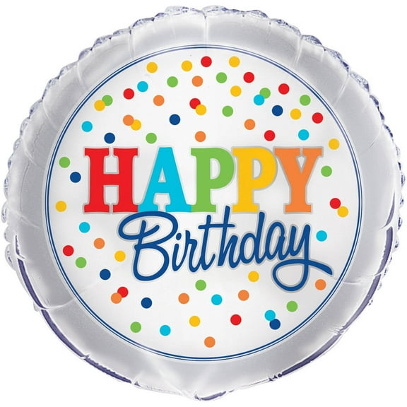 Unique Industries 18" Rainbow Dot Confetti Pattern Foil Balloon