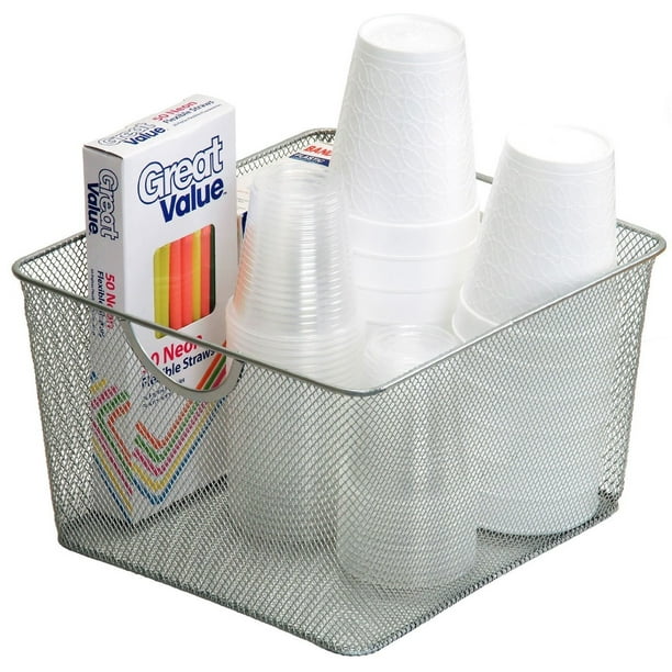 YBM Home Matte Silver Mesh Storage Basket
