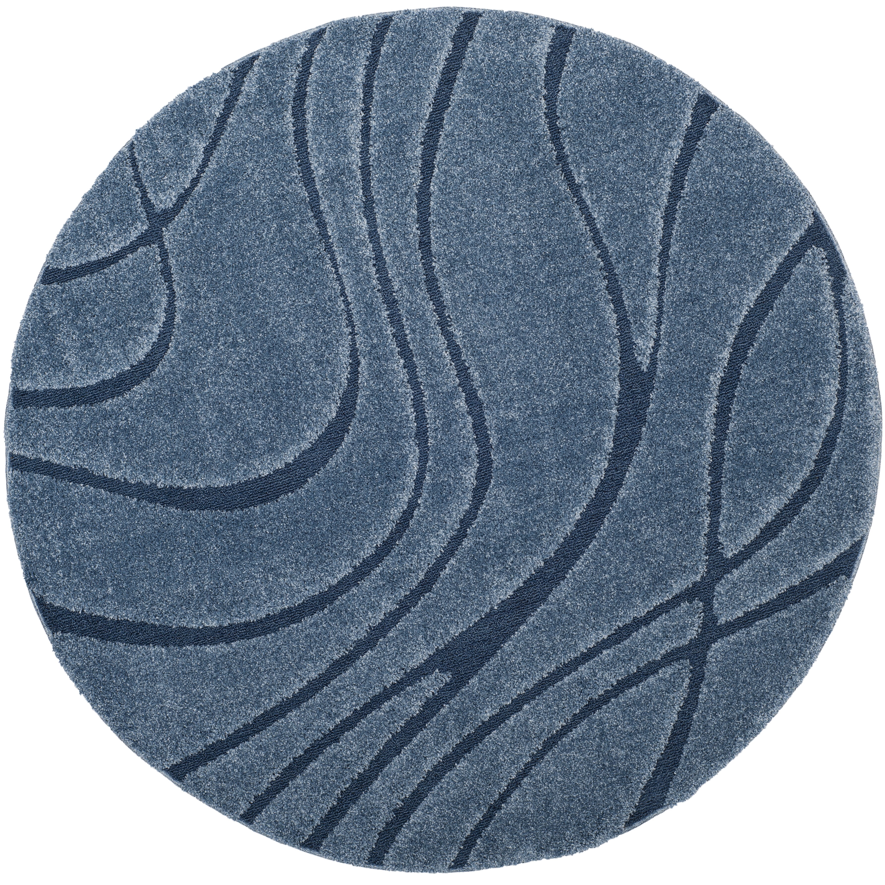 Safavieh Florida Tamzen Abstract Shag Area Rug, Light Blue/Blue, 3' x 3' Round