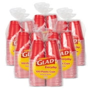 Glad Disposable Red Plastic Cups For Everyday Use, 16 Oz | 100 Plastic Disposable Cups, Strong & Sturdy 16 Fl Oz Cups From Glad, 6 Count (600 Cups Total)