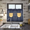 thumbnail image 4 of Yayeee Kitchen Curtains Tier Pair Light Filtering 27"x36" Rod Pocket Short Cafe Window Panel, Orange Cat Planet, 4 of 7