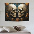 thumbnail image 4 of JRXY  Skull Floral Tapestry Flowers Skeleton Tapestries Moon Tapestry Plants and Leaves Tapestry Black Background Tapestry Wall Hanging for Room, Bedroom 40x30in, 4 of 7