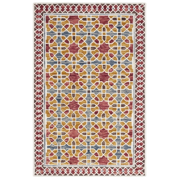 SAFAVIEH Aspen Beth Geometric Area Rug, Red/Yellow, 6' x 9'