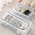 thumbnail image 6 of Shoreew Transparent Storage Box with Double-Sided Openings Zipper Closure Waterproof PVC Shell Dustproof Under-bed Shoe Storage Box, 6 of 7