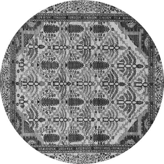 Ahgly Company Indoor Round Abstract Gray Modern Area Rugs, 4' Round
