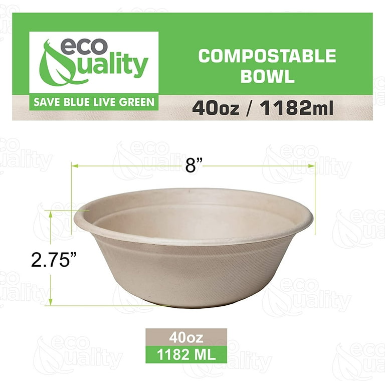 GCP Products 18 Ounce Plastic Salad Bowls, 200 Recyclable White Plastic  Bowls