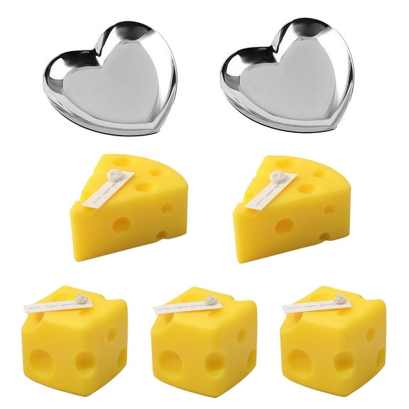 Cheese-Shaped Scented Candle Gift Set – 7 Pcs Fun Aromatherapy Candles with Heart Trays, Milky Scent, Cute Novelty Decor for Birthday, Thanksgiving, Christmas & New Year Gifts for Women