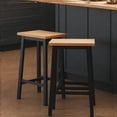 thumbnail image 1 of Tabourets de Bar Style Ferme Noirs - Ensemble de 2 Chaises de Bar avec Repose-Pieds, 1 of 7