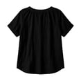 thumbnail image 5 of IUYRTFE Women's V-Neck Short Sleeve Cotton Linen Blouse Relaxed Fit Casual Summer Top with Button Detail, 5 of 8