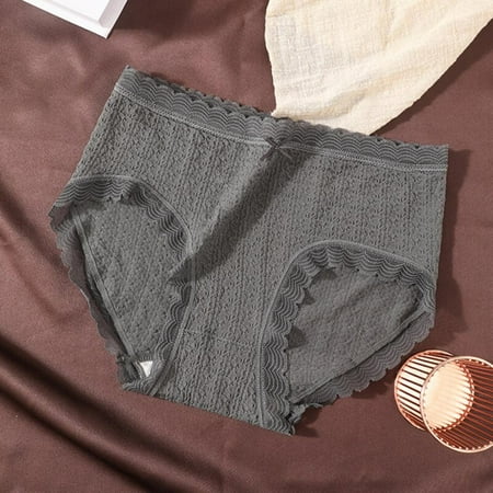 

Baywell Womens Underwear Panties Cotton Brief Lace Breathable Stretch Medium Waist Dark Gray 45-75kg