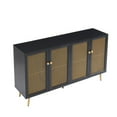thumbnail image 3 of 61.7''W Four Door Wood Buffets and Sideboards Storage Cabinet with LED Light Black, 3 of 5