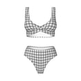 thumbnail image 4 of Daiia Gray Checkboard Women's Bikini Set Two Piece Swimsuit High Waisted Bikini Adjustable Straps Bikini Perfect for Beach, Pool, and Summer Vacation-Large, 4 of 9