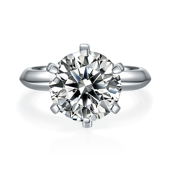 5 Carat Moissanite Solitaire Engagement Ring in Platinum Plated Silver (Certified, 11 MM) SIZE 4.5