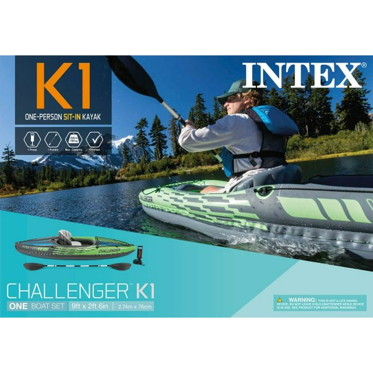 Intex Challenger and Person Accessory K1 Kayak Kit w/ Inflatable Pump Single Set