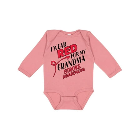 

Inktastic I Wear Red for my Grandma- Stroke Awareness Gift Baby Boy or Baby Girl Long Sleeve Bodysuit