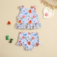 thumbnail image 2 of Toddler Summer Girls Bowknot Cartoon Fish Printed Ruffles Two Piece Swimwear Swimsuit Bikini,Size 2 Years-3 Years, 2 of 4