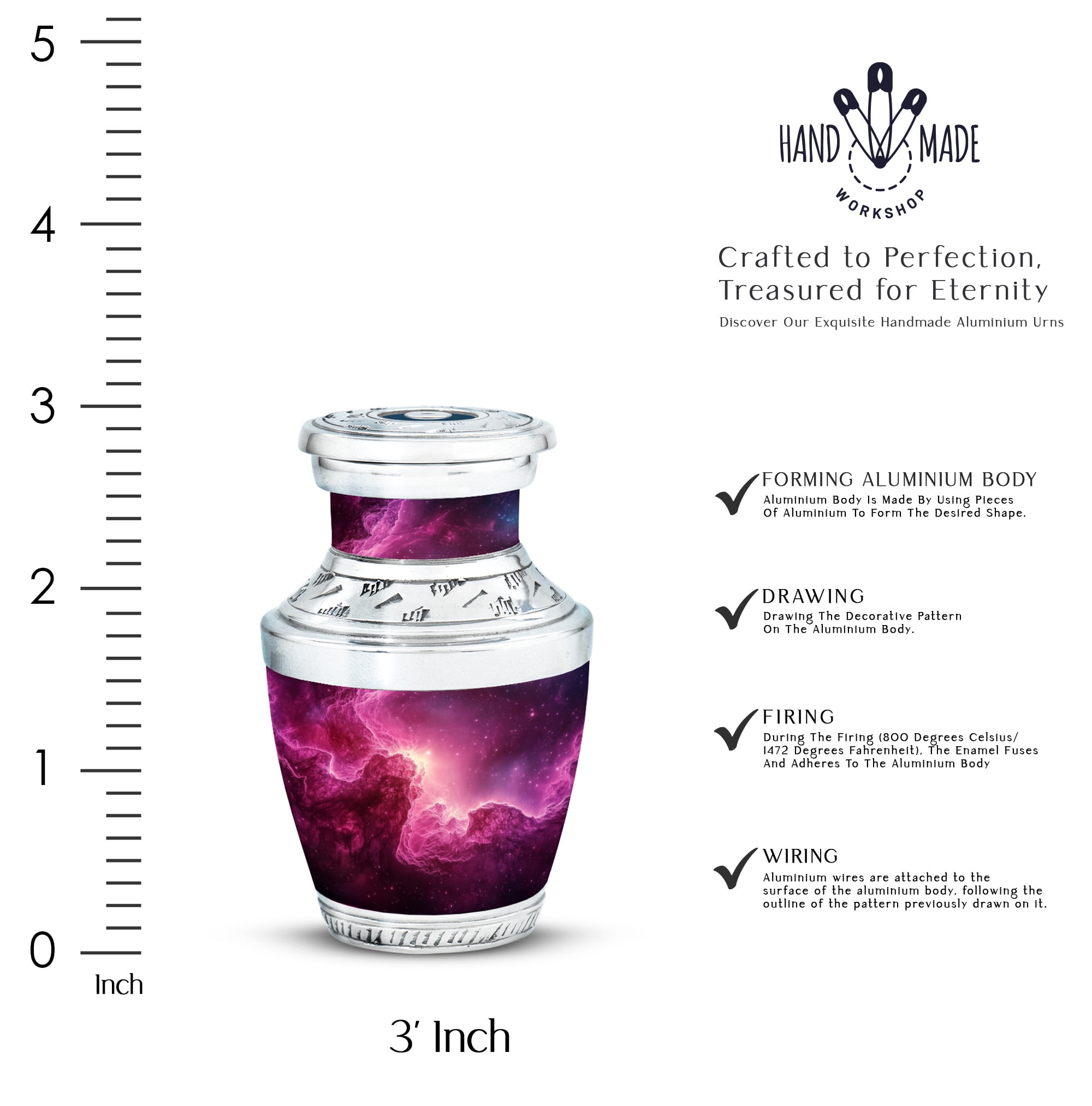 JAGASY Pink Galaxy Stars Urn for Couple - Pink Nebula Clouds Decorative Urn for Ashes for Women - Little Funeral Cremation Urns - Small Keepsake Urns for Mom & Dad - (3 Inch)