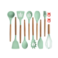thumbnail image 3 of Ziaan 14pc Green Silicone Spatula Set - Kitchen Turner Set with clips - Best Gift Set Contains Turner Handle Clips Soup Spoon Spatula Brush Scraper Pasta Server Cooking Tools Kitchenware, 3 of 7