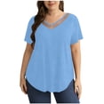 thumbnail image 1 of StSilkitty Summer Casual T-Shirts for Womens Plus Size Short Sleeve V Neck Shirts Solid Color Lightweight Soft Tops, 1 of 6