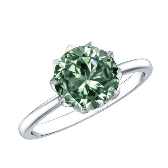 Rosec Jewels 2 Carat Lab Grown Green Diamond Engagement Ring - IGI Certified Green Diamond Ring (VS1 Grade) - with Jewelry Box, 925 Sterling Silver, US 4.00