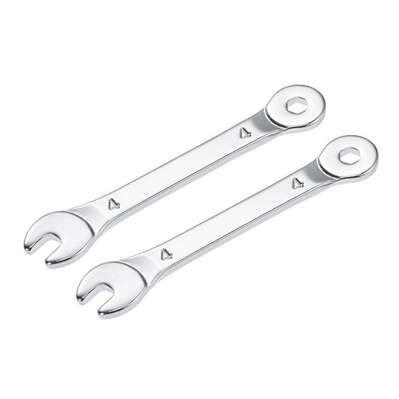 Uxcell Thin 6-Point Combination Wrench, Metric Mirror-Chrome Plated High Carbon Steel, 4mm, 2 Pack