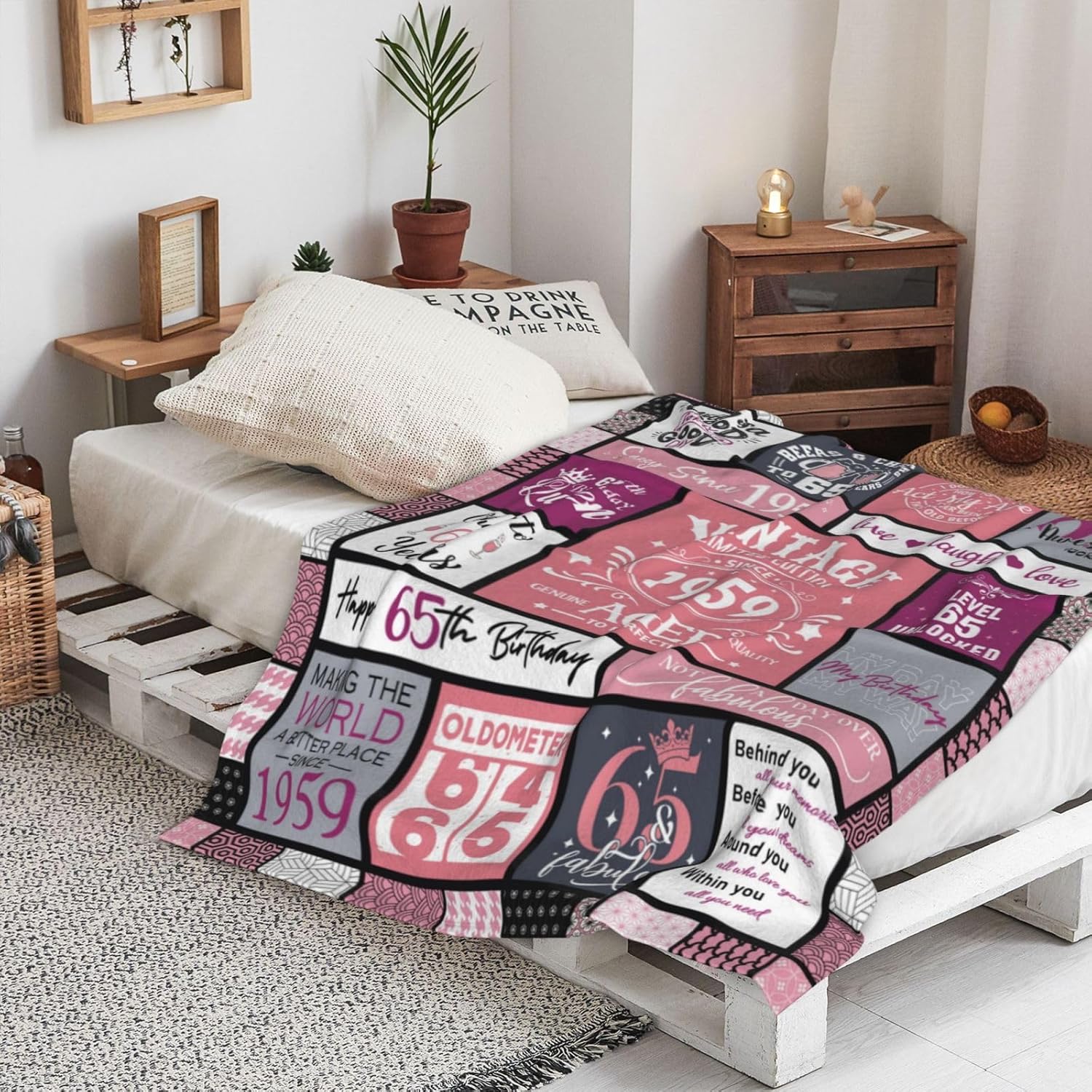 65th Birthday Gifts for Women Blanket 60"x 50", 65 Year Old Birthday Gifts for Women, Gifts for 65 Year Old Woman, 1959 Birthday Gifts for Women, 65th Birthday Gifts for Her