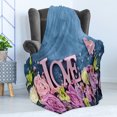 thumbnail image 4 of Vintage Rose Soft Flannel Fleece Throw Blanket, Love Theme Floral Bouquet Valentines Photo, Cozy Plush for Indoor and Outdoor Use, 50" x 70", Baby Pink Slate Blue, by Ambesonne, 4 of 5