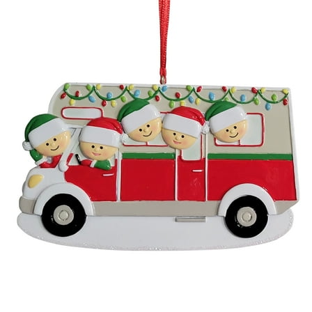 RV Family Of 5 Christmas Resin Ornament