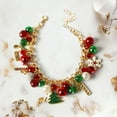 thumbnail image 5 of FAFA Lucky Christmas Bracelet for Women, Colorful Beads Dangle Charm Xmas Chain, Party Gift, Trendy Cuban Adjustable Stainless Steel Bangle for New Year, 5 of 9