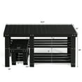 thumbnail image 2 of Costway Bamboo Shoe Rack Bench with Stool Entryway 3 Tier Storage Organizer Black, 2 of 10