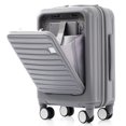 thumbnail image 2 of Front Opening Carry-On Luggage Set of 3, 20, 24, 28inch ABS Hardshell Versatile Combo Suitcase Set with USB Port and Cup Holder, Grey-Blue, 2 of 7