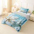 thumbnail image 2 of Manfei Kawaii Starfish Twin Comforter Sets,Cute Sea Plant Bedding Set,White Blue,Light Gray Reversible,2-Piece,1 Comforter and 1 Pillowcase, 2 of 8