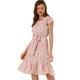 thumbnail image 1 of Vestido midi Allegra K con Cinturón cuello cuadrado Rosa Blanco L, 1 of 6