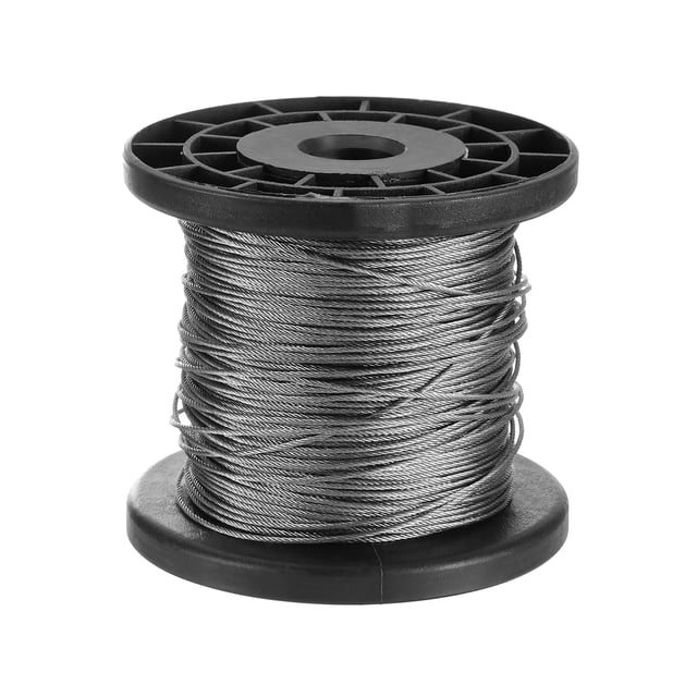 Uxcell 3/64" (1.2mm) 250ft (77m) 304 Stainless Steel Cable Wire Rope 7 x 7 Strands Aircraft Wire with Reel