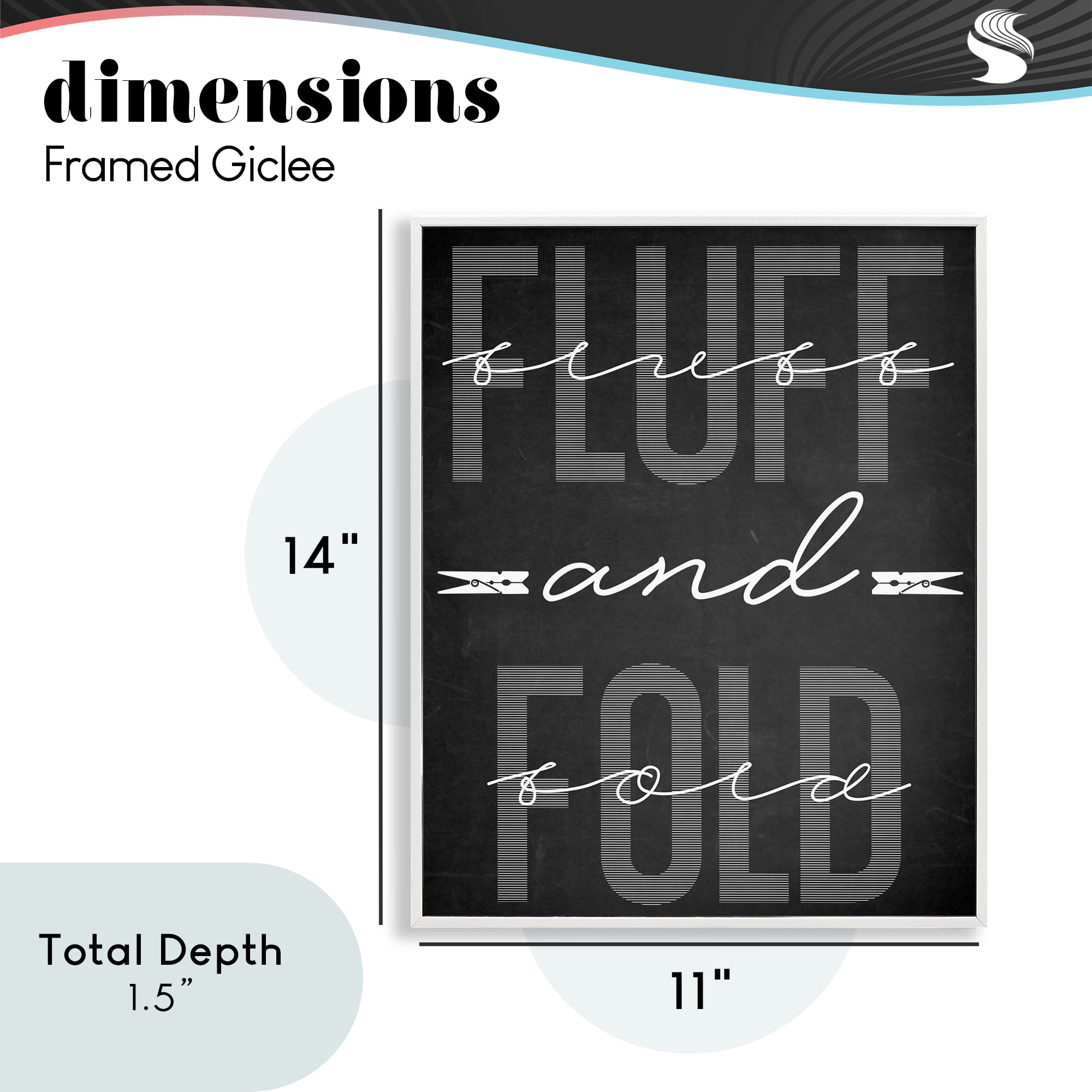 Fluff & Fold Black Minimal White Framed Giclee Art, design by Marcus Prime