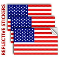 3PC Reflective American Flag Sticker - 5x3 Inches - American Flag Decal - American Flag Stickers Decals for Car Bumper Truck Window Motorcycle Bike Hard Hat Helmet - USA Patriot Stripe Vinyl