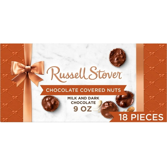 Russell Stover Chocolate Covered Nuts 9 oz Peanuts, Almonds, Cashews, Pecans And Walnuts