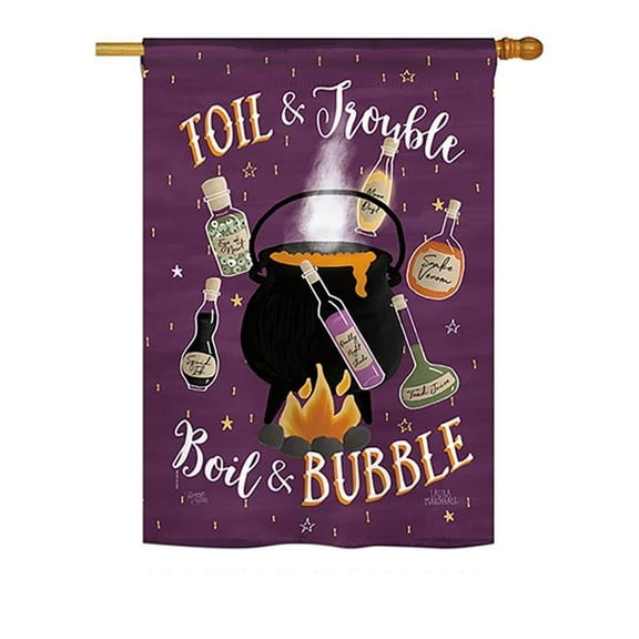 Breeze Decor BD-HO-H-112080-IP-BO-DS02-US 28 x 40 in. Seasonal Halloween Impressions Decorative Vertical House Flag - Toil & Trouble Fall