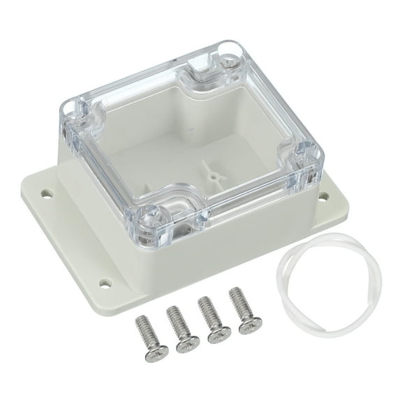 Uxcell Junction Box, Electrical Enclosure Box ABS Plastic Waterproof Outlet Plug Cover Cord Protector with Mounting Plate for Outdoor Indoor Electric Projects White/Transparent 64 x 58 x 35 mm