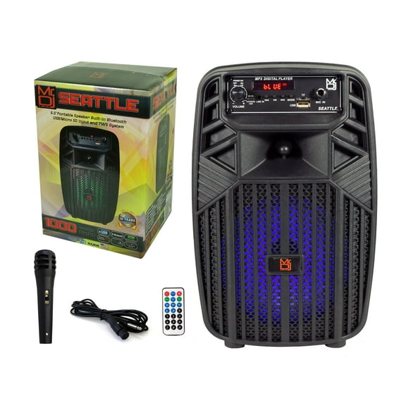 Mr. Dj SEATTLE 6.5" Portable Active Speaker With Rechargeable Battery 1000 Watts P.M.P.O