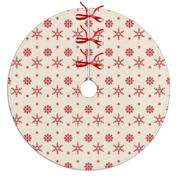 30 Inch Christmas Tree Skirt – Velvet Plush Tree Mat, Soft Thickened Polyester with Red Ties, Single-Sided Printing, Available in 30in/36in/48in, Perfect for Holiday Xmas Tree Decoration