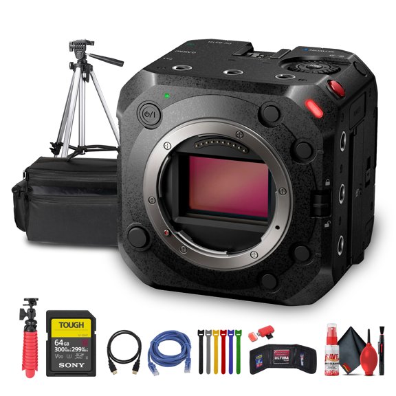 Panasonic Lumix BS1H Full-Frame Box Cinema Camera | 6K Sensor, 14  Stops Dynamic Range, V-Log, 4:2:2 10-Bit, 4K 60p, Dual ISO (DC-BS1H)   64GB Memory Card   Case   Tripod   HDMI Cable  More