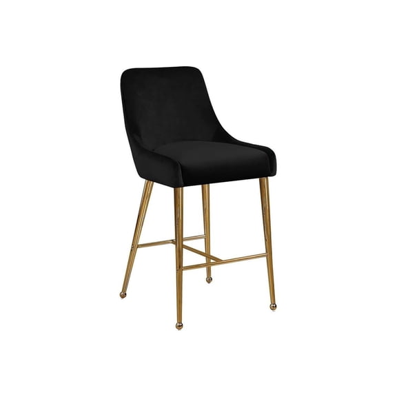 Natural Beauty Modern, Contemporary Velvet Upholstered Counter Stool with Polished Gold Metal Legs, Set of 2, 23" W x 21" D x 40" H, Ideal for Bar and Pub Height Tables
