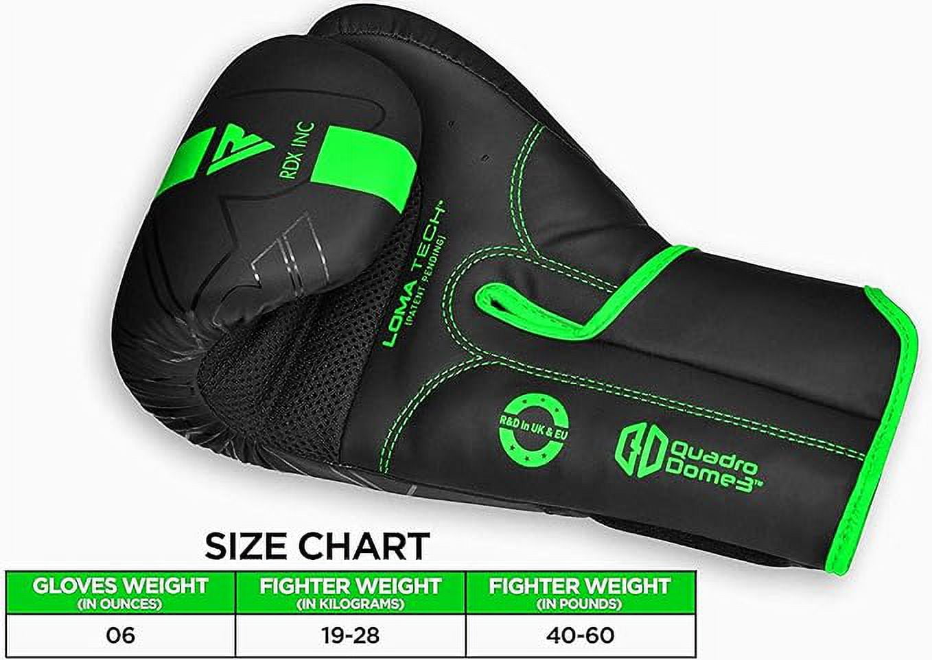 RDX Kids Boxing Gloves, Muay Thai Boxing Gloves for Kids, Maya Hide Leather Sparring Combat Gloves, KARA Patent Training Mitt, MMA, Green,6oz